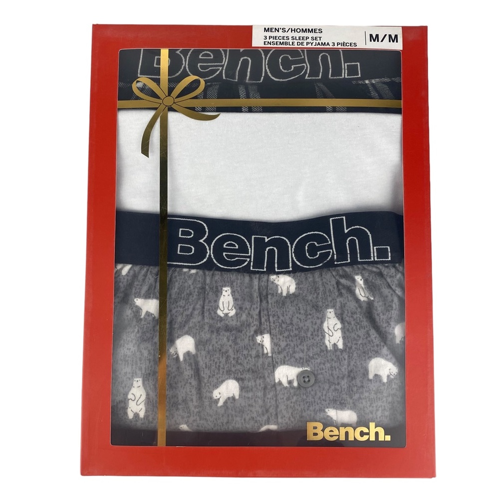 Bench Mens 3 Piece Sleep Set T Shirt Boxers Pants Size Medium NEW